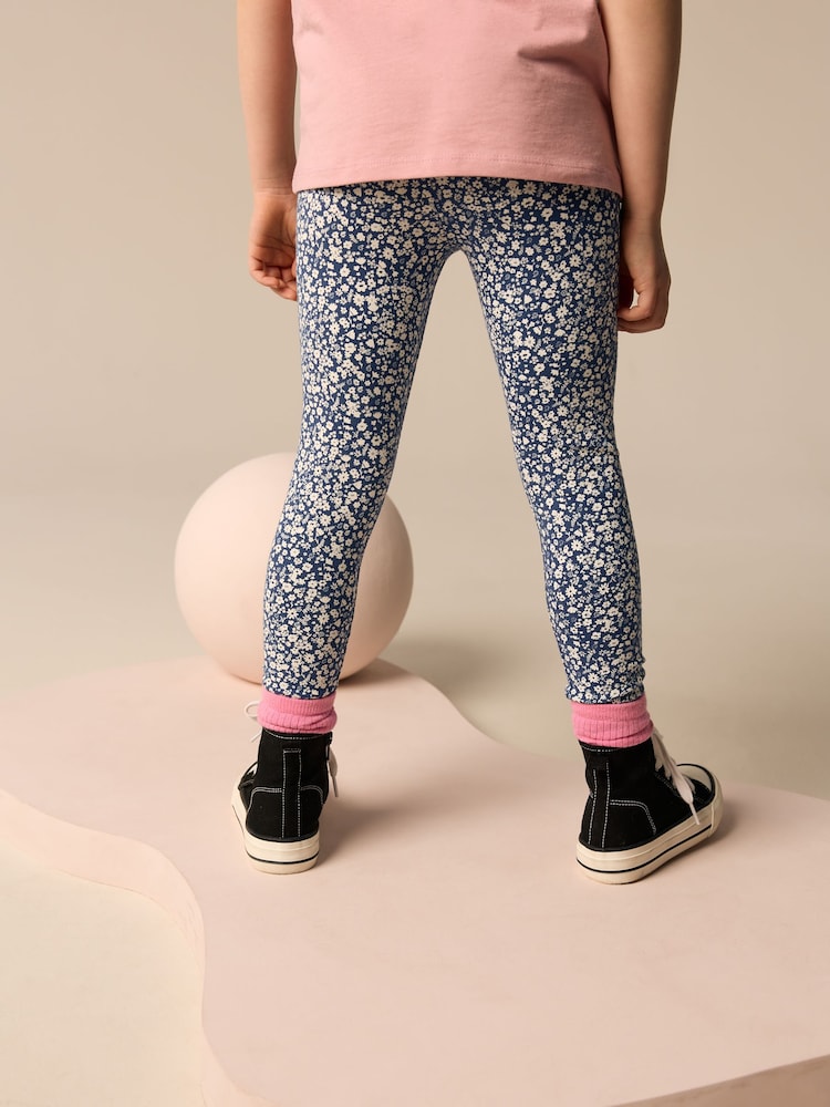Blue Ditsy Flower Printed Leggings (3-16yrs) - Image 3 of 6