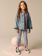 Blue Ditsy Flower Printed Leggings (3-16yrs) - Image 4 of 6