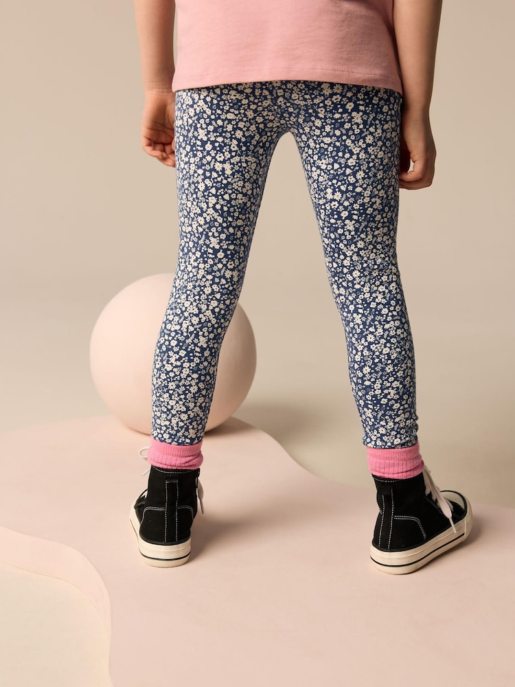 Blue Ditsy Flower Printed Leggings (3-16yrs) - Image 6 of 6