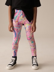 Pink Multi Marble Printed Leggings (3-16yrs) - Image 1 of 4