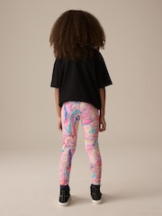 Pink Multi Marble Printed Leggings (3-16yrs) - Image 2 of 4