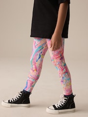 Pink Multi Marble Printed Leggings (3-16yrs) - Image 4 of 4