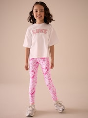 Pink Heart Printed Leggings (3-16yrs) - Image 2 of 7