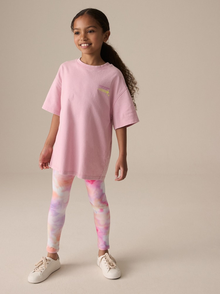 Pink Rainbow Swirl Printed Leggings (3-16yrs) - Image 2 of 4