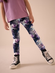 Purple/Black Swirl Printed Leggings (3-16yrs) - Image 1 of 6