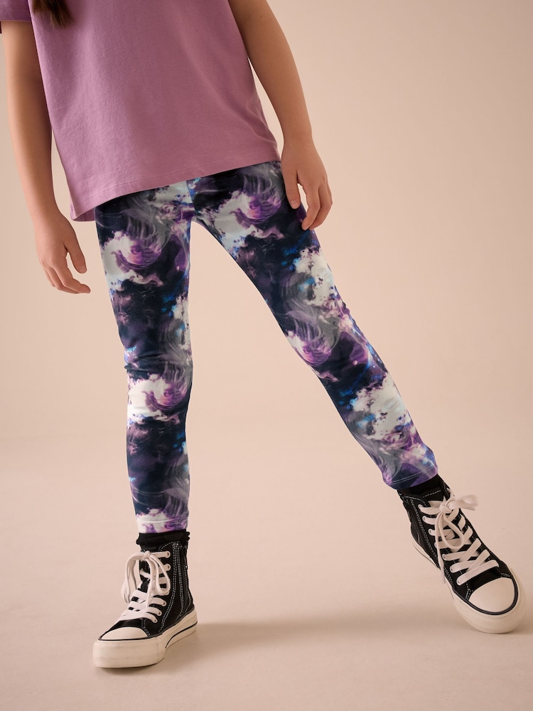 Purple/Black Swirl Printed Leggings (3-16yrs) - Image 1 of 6