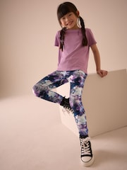 Purple/Black Swirl Printed Leggings (3-16yrs) - Image 2 of 6