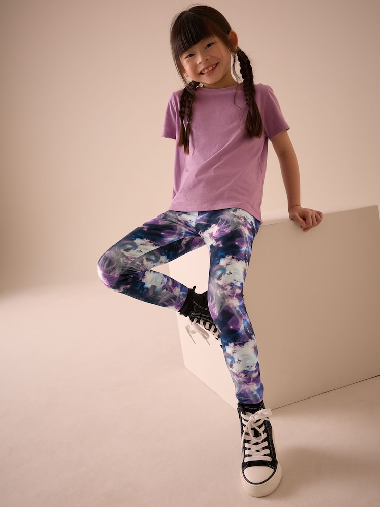 Purple/Black Swirl Printed Leggings (3-16yrs) - Image 2 of 6