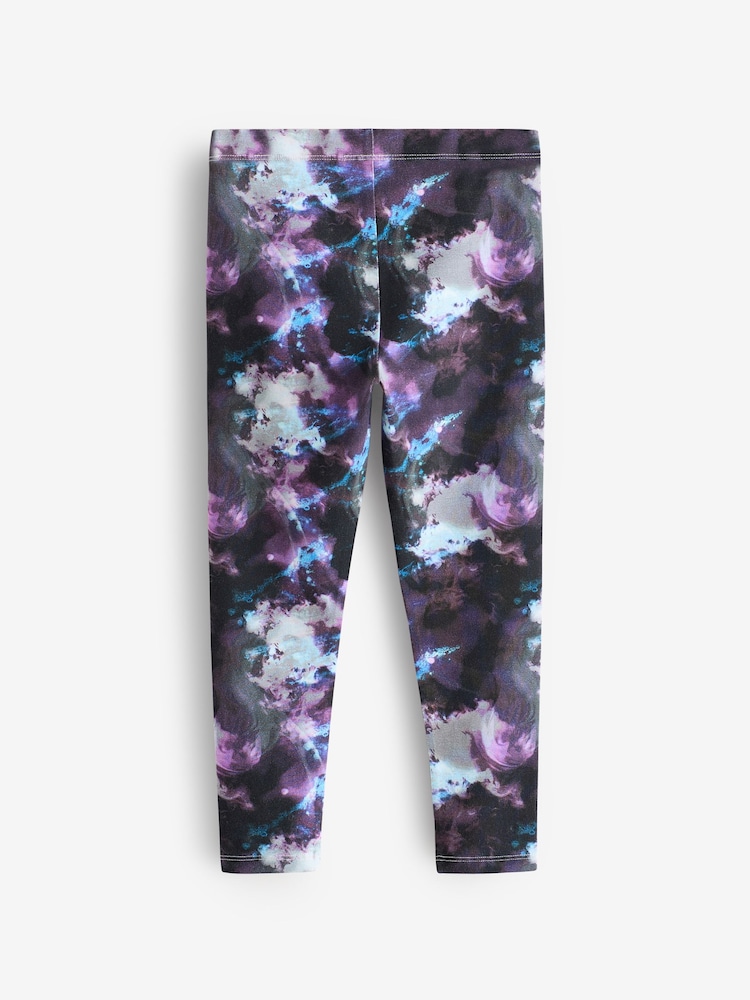 Purple/Black Swirl Printed Leggings (3-16yrs) - Image 4 of 6