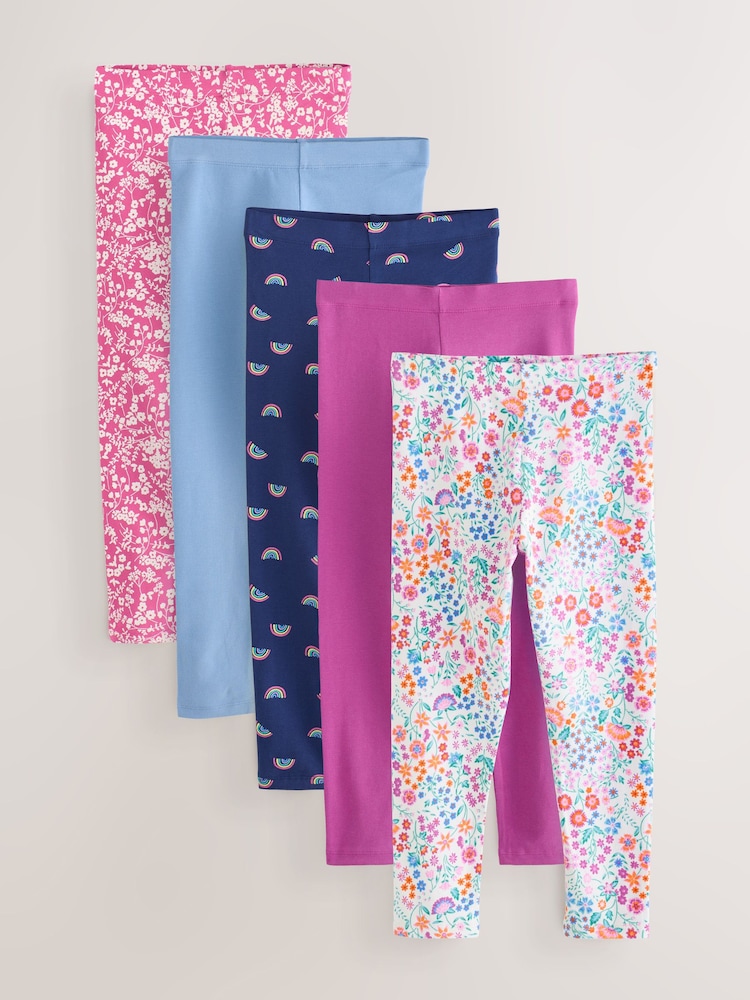 Marineblau mit Regenbogenmuster - Leggings im 5er-Pack (3–16 J.) - Bild 1 von 3 Marineblau mit Regenbogenmuster - Leggings im 5er-Pack (3–16 J.) - Bild 1 von 3