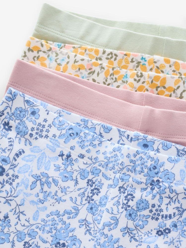 Pink/Blue/Floral 4 Pack Cropped Leggings (3-16yrs) - Image 7 of 7