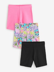 Pink/Graffiti/Black Cycle Shorts 3 Pack (3-16yrs) - Image 1 of 6