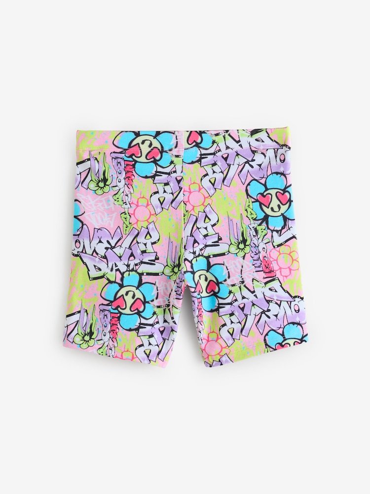 Pink/Graffiti/Black Cycle Shorts 3 Pack (3-16yrs) - Image 5 of 6