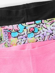 Pink/Graffiti/Black Cycle Shorts 3 Pack (3-16yrs) - Image 6 of 6
