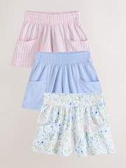 Pink/Blue/Floral 100% Cotton Shorts 3 Pack (3-16yrs) - Image 1 of 6