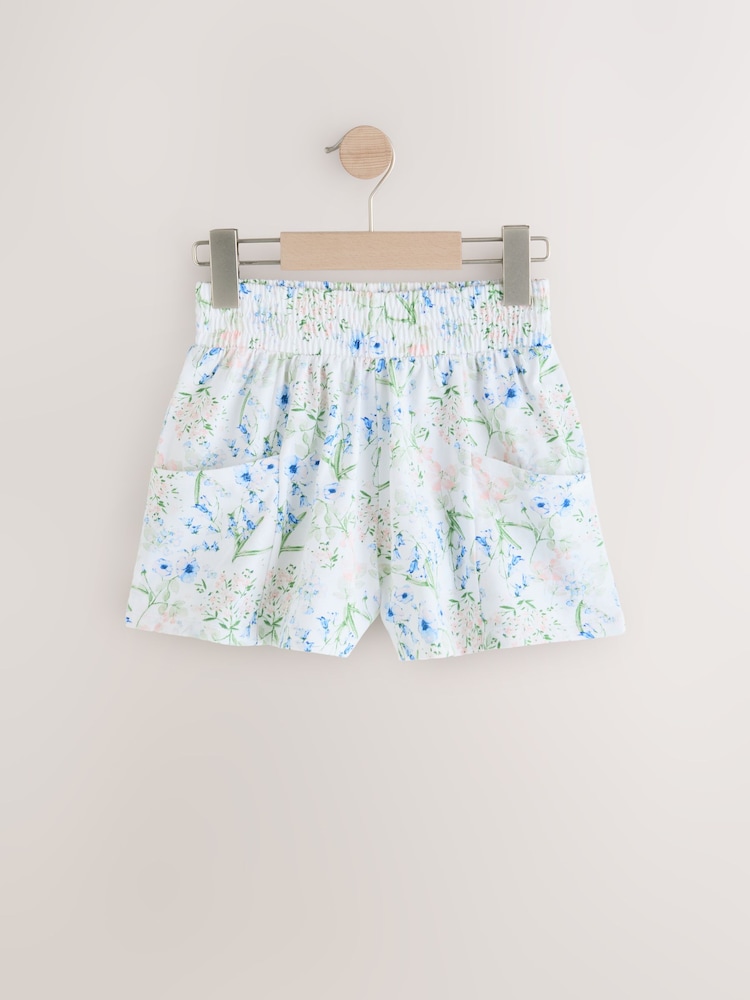 Pink/Blue/Floral 100% Cotton Shorts 3 Pack (3-16yrs) - Image 4 of 6