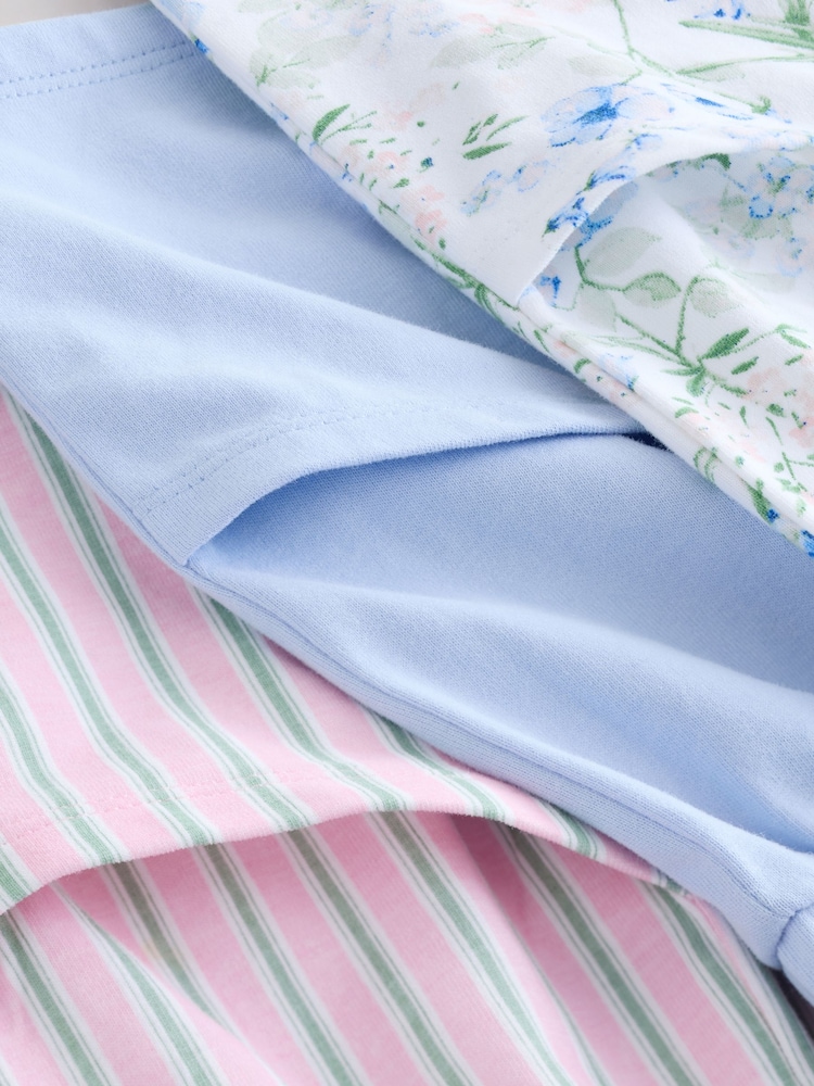 Pink/Blue/Floral 100% Cotton Shorts 3 Pack (3-16yrs) - Image 5 of 6