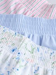 Pink/Blue/Floral 100% Cotton Shorts 3 Pack (3-16yrs) - Image 6 of 6