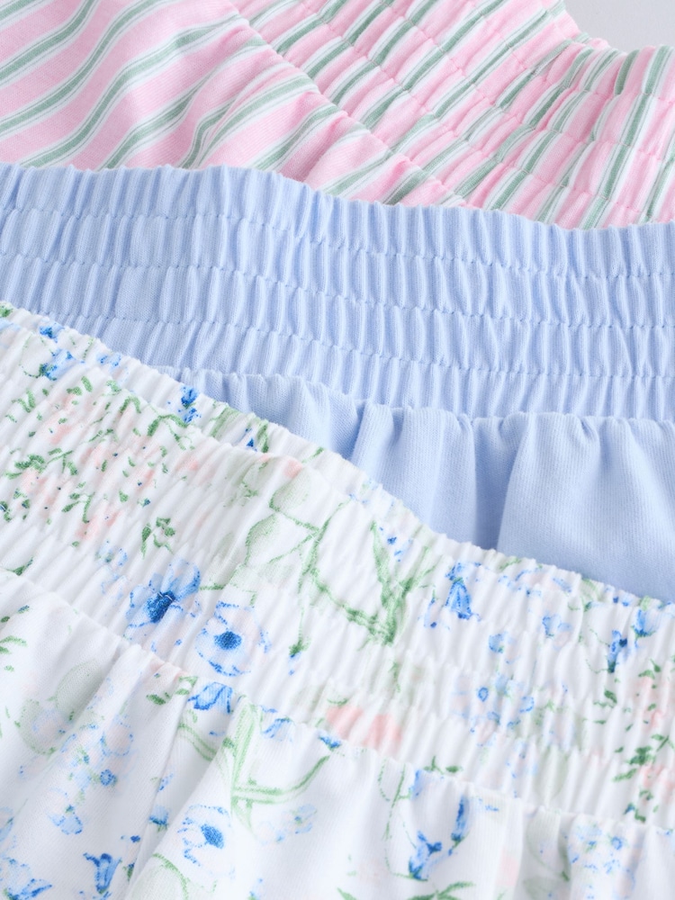 Pink/Blue/Floral 100% Cotton Shorts 3 Pack (3-16yrs) - Image 6 of 6