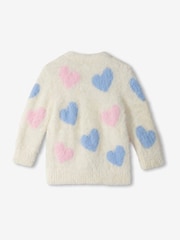 Hatley Natural Jumbo Hearts Fuzzy Cardigan - Image 2 of 3