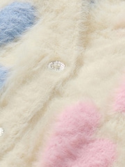 Hatley Natural Jumbo Hearts Fuzzy Cardigan - Image 3 of 3