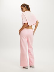 Cotton On Pink Plush Tie Waist Wide Leg Joggers - Image 2 of 4