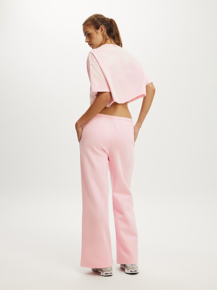 Cotton On Pink Plush Tie Waist Wide Leg Joggers - Image 2 of 4 Cotton On Pink Plush Tie Waist Wide Leg Joggers - Image 2 of 4