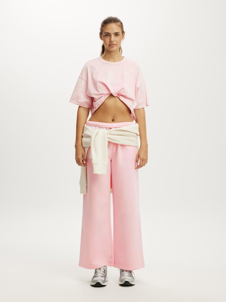 Cotton On Pink Plush Tie Waist Wide Leg Joggers - Image 4 of 4 Cotton On Pink Plush Tie Waist Wide Leg Joggers - Image 4 of 4
