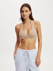 بني - Cotton On Ultra Soft Wrap Crop Top - صورة 1 من 4