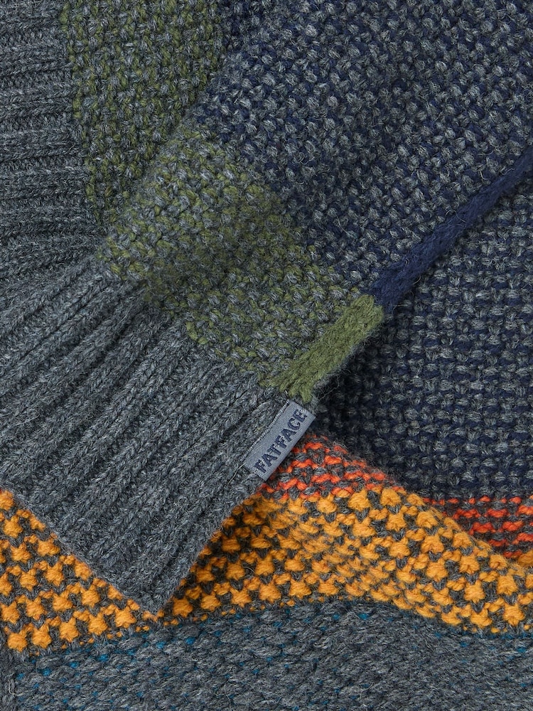 FatFace Navy Waffle Stripe Scarf - Image 2 of 4