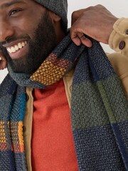 FatFace Navy Waffle Stripe Scarf - Image 3 of 4