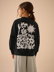 Black/White Graphic Sweatshirt And Stripe Textured Trousers Set (3-16yrs) - Image 3 of 7
