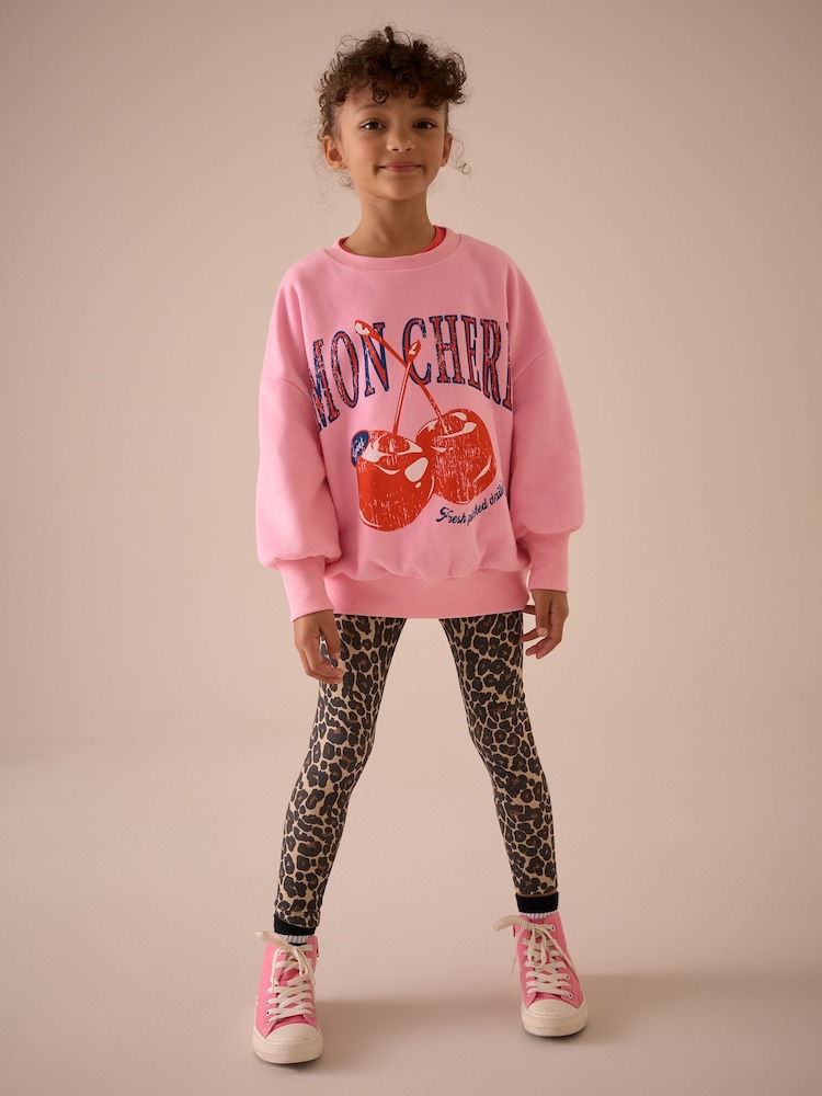 Animal Cherry Sweatshirt and Animal Legging Set (3-16yrs) - Image 1 of 7