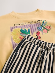 Monochrome Stripe Sweatshirt and Barrel Leg Trousers Set (3-16yrs) - Image 6 of 9