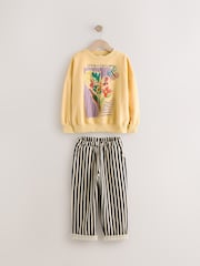 Monochrome Stripe Sweatshirt and Barrel Leg Trousers Set (3-16yrs) - Image 7 of 9