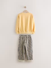 Monochrome Stripe Sweatshirt and Barrel Leg Trousers Set (3-16yrs) - Image 8 of 9