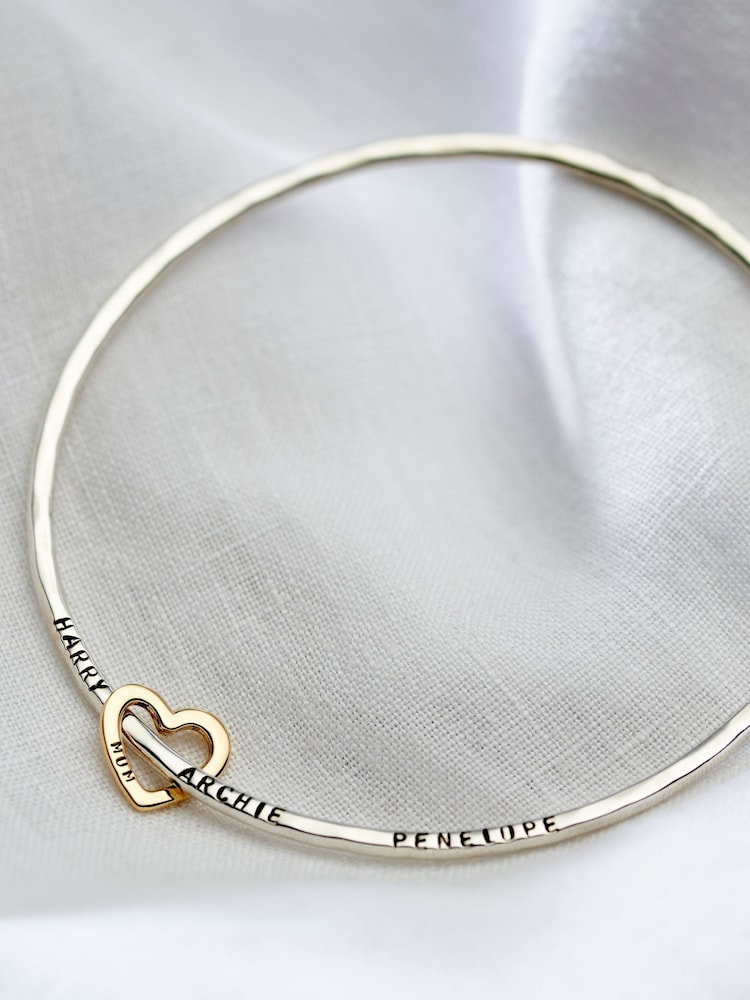 Personalised 9ct Heart Bangle by Posh Totty Designs - Image 2 of 3