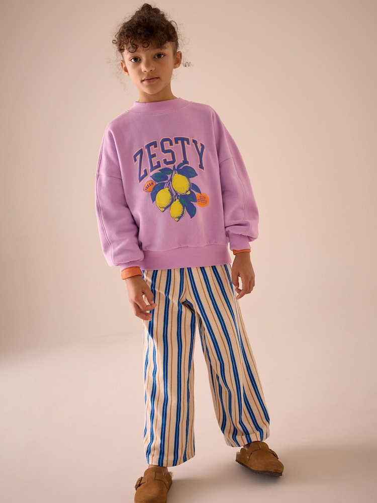Purple Lemon Stripe Sweatshirt And Trousers Set (3-16yrs) - Image 1 of 6