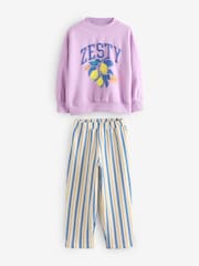 Purple Lemon Stripe Sweatshirt And Trousers Set (3-16yrs) - Image 6 of 6