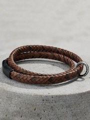 Mens Personalised Brown Message Bracelet by Posh Totty Designs - Image 1 of 4