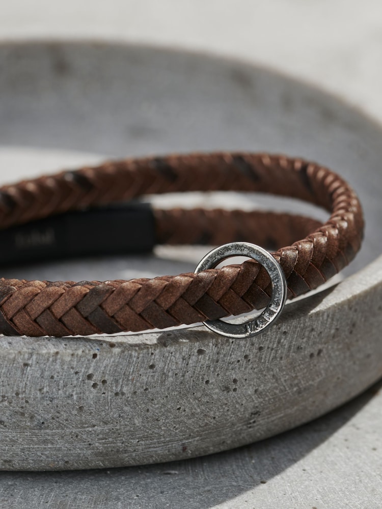 Mens Personalised Brown Message Bracelet by Posh Totty Designs - Image 2 of 4