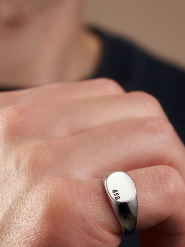 Personalised Mens Signet Ring by Posh Totty Designs - Image 2 of 3