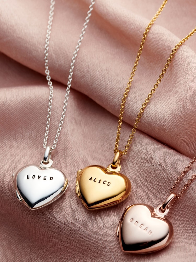 Personalised Small Heart Locket Necklace by Posh Totty Designs - Image 2 of 4