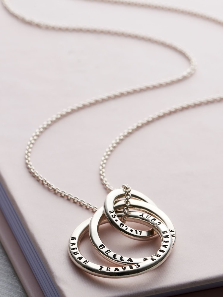 Personalised Family Names Russian Ring Necklace by Posh Totty Designs - Image 1 of 4