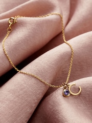 Personalised Initial Letter & Birthstone Charm Bracelet by Posh Totty Designs - Image 1 of 4