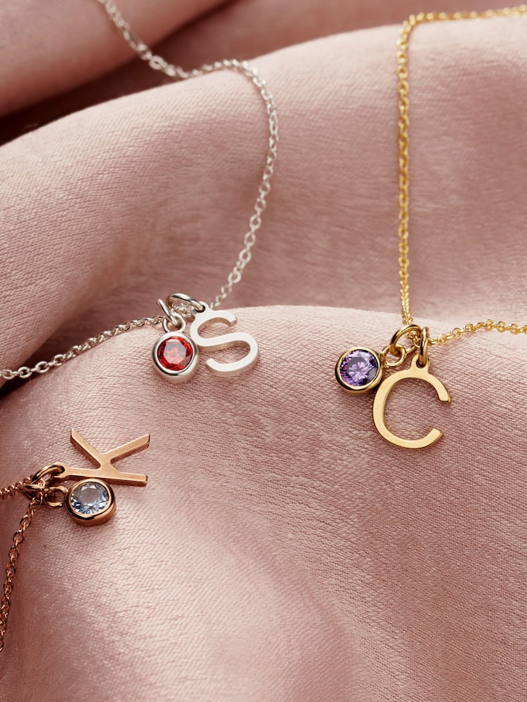 Personalised Initial Letter & Birthstone Charm Bracelet by Posh Totty Designs - Image 2 of 4