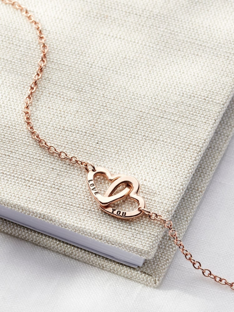 Personalised Double Heart Names Bracelet by Posh Totty Designs - Image 2 of 4