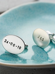 Personalised Oval Cufflinks by Posh Totty Designs - Image 1 of 3