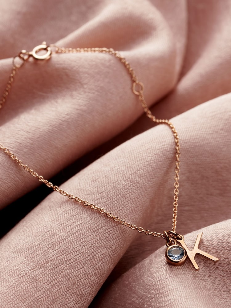 Personalised Initial Letter & Birthstone Charm Bracelet by Posh Totty Designs - Image 1 of 4