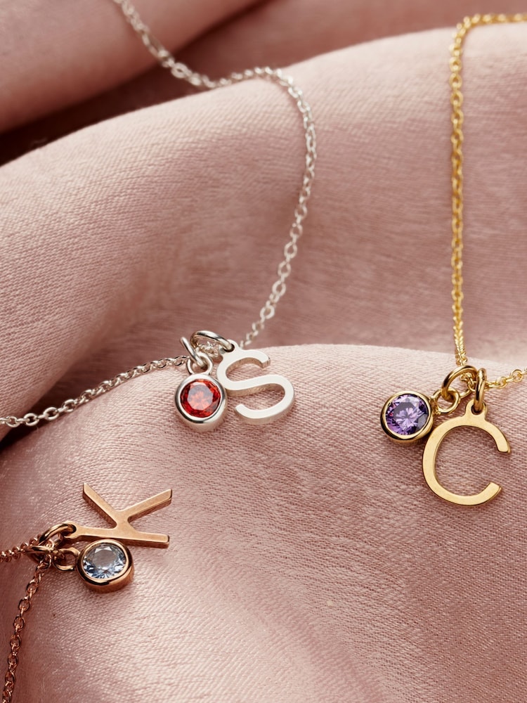 Personalised Initial Letter & Birthstone Charm Bracelet by Posh Totty Designs - Image 2 of 4